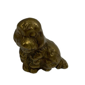 Vintage Small Brass Cocker Spaniel Dog Figurine Home Decor